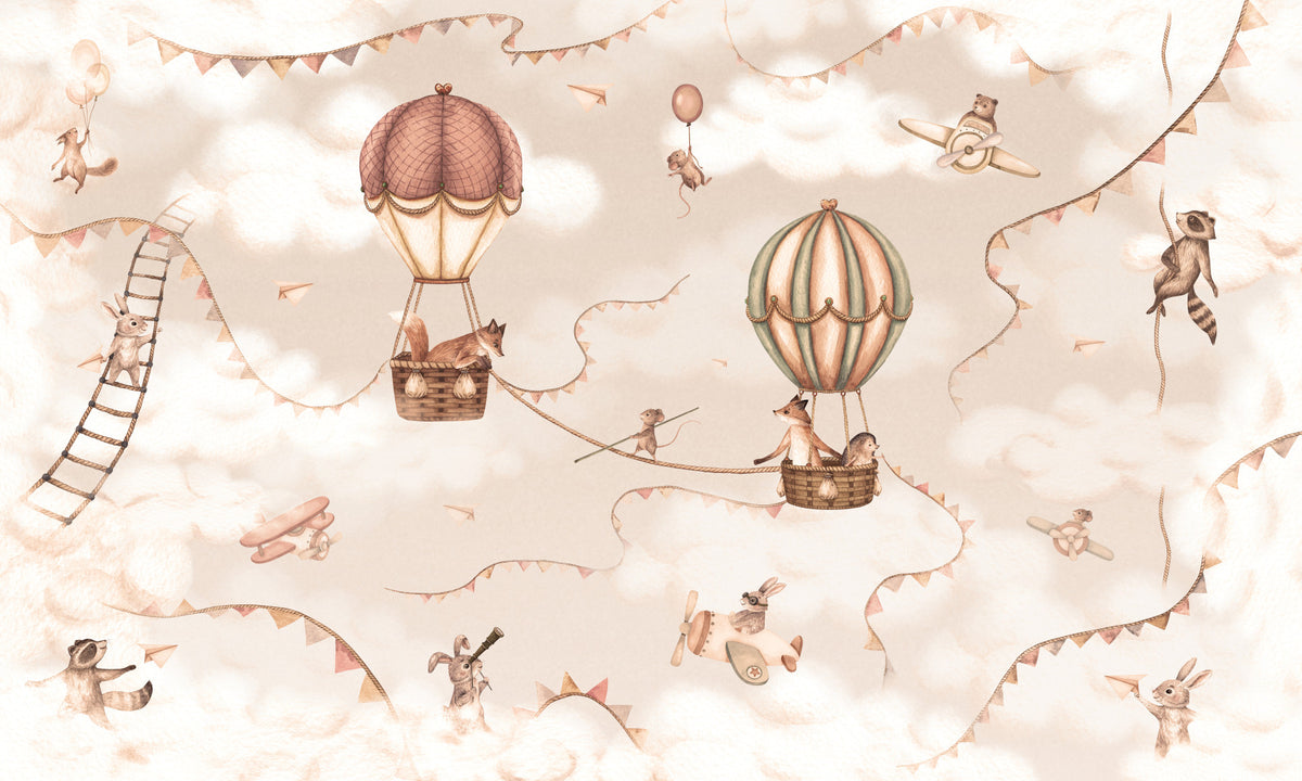 Aviation Adventure Mono Wall Mural in your room — zoomed