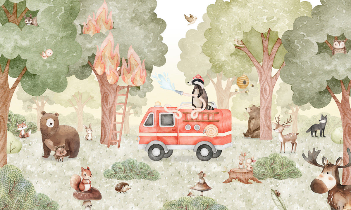 Forest Fire Fighter Wall Mural in your room