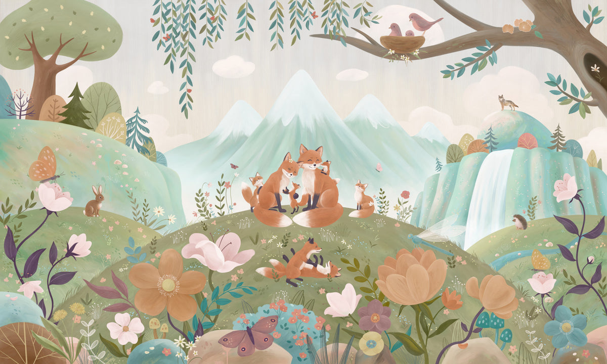 Fox Family Wall Mural in your room