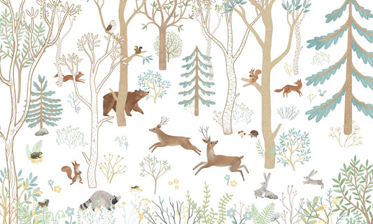 Frisky Forest Blue Wall Mural