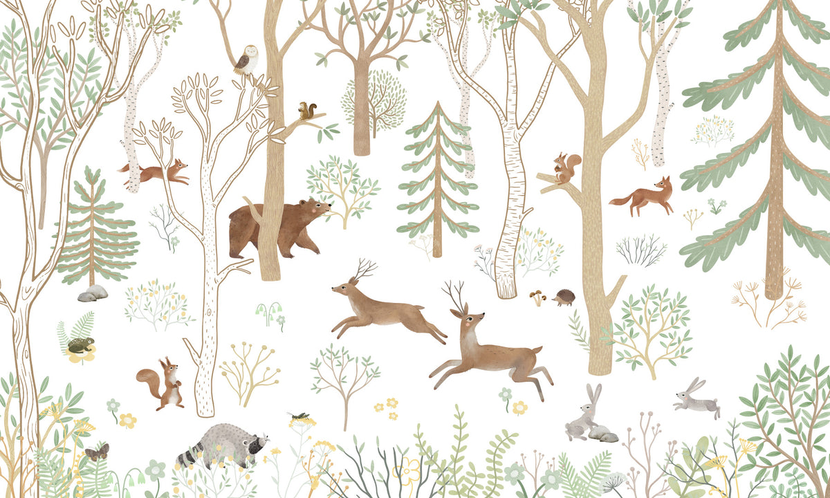 Frisky Forest Green Wall Mural