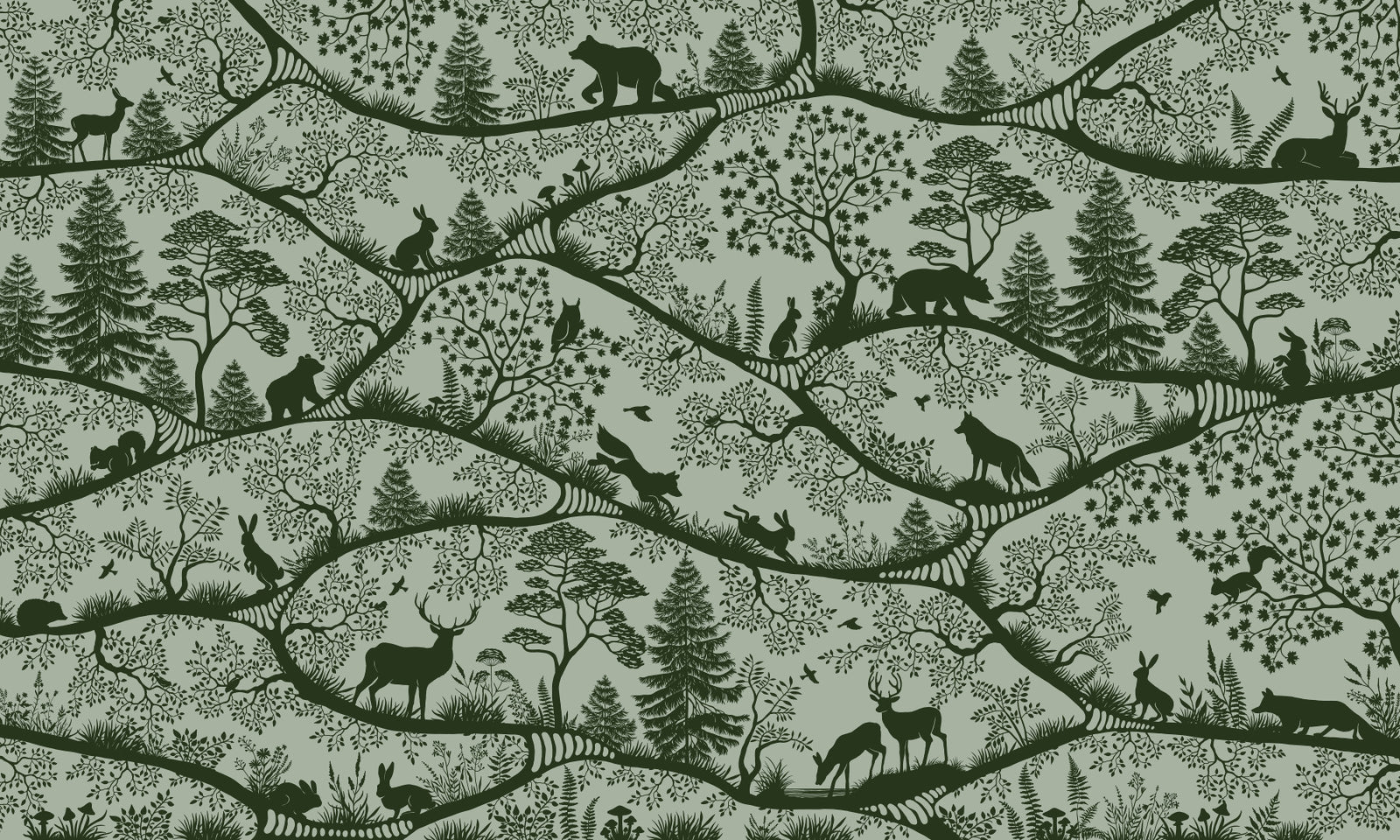Nordic Nature Green Green Wall Mural