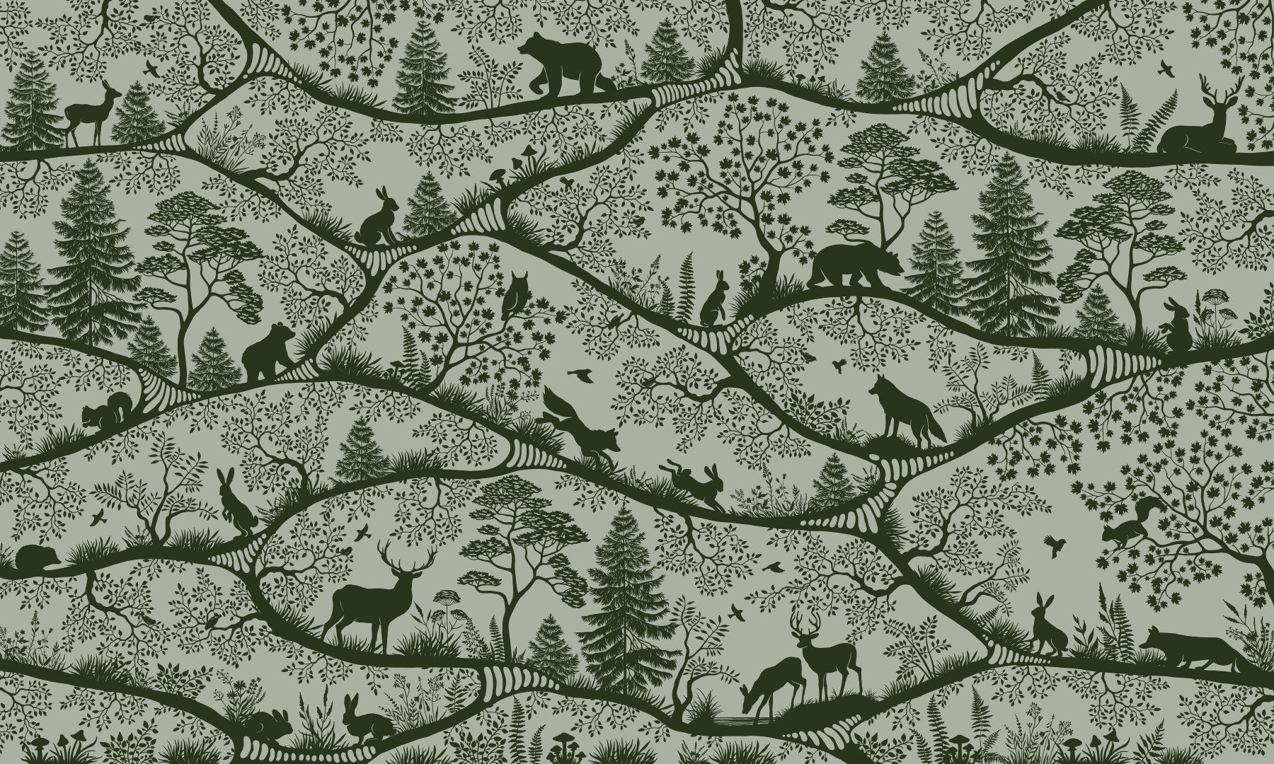 Nordic Nature Green Green Wall Mural in your room — zoomed
