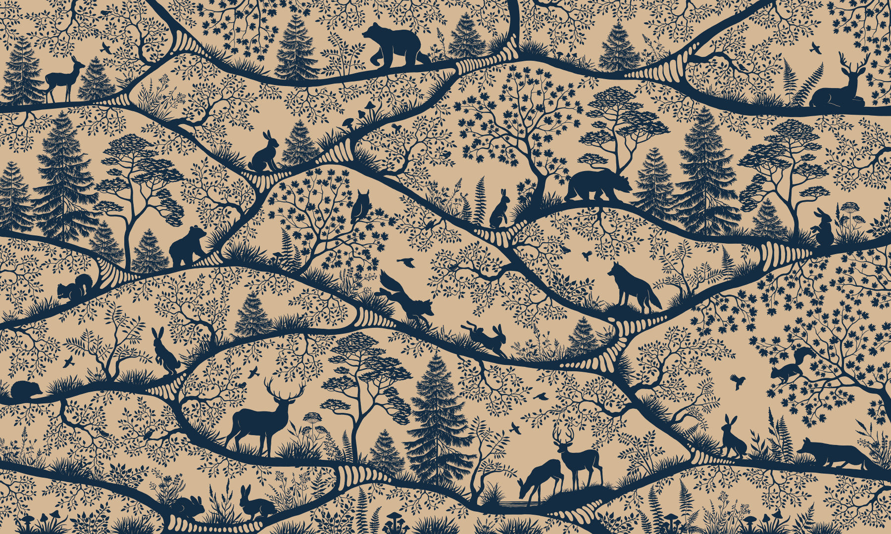 Nordic Nature Beige Blue Wall Mural