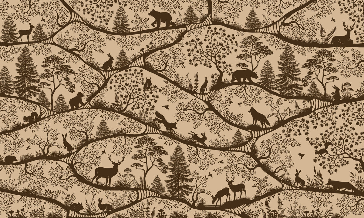Nordic Nature Beige Brown Wall Mural in your room