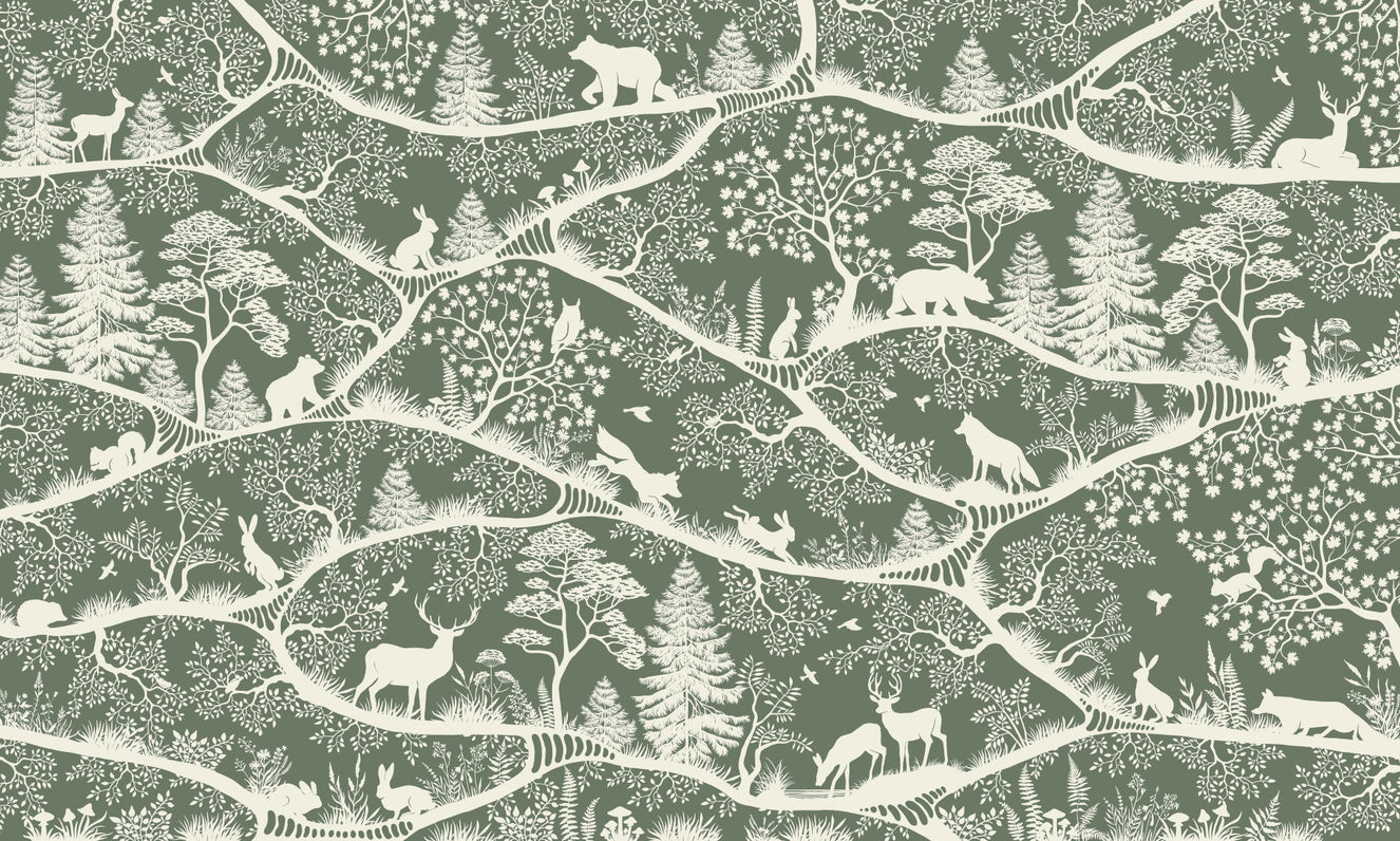 Nordic Nature Green White Wall Mural