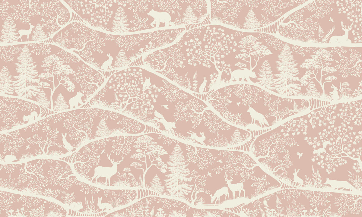 Nordic Nature Pink White Wall Mural in your room