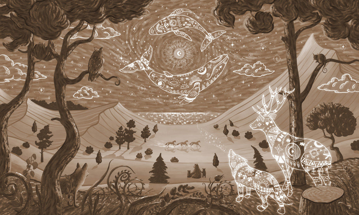 Spirit Night Brown Wall Mural in your room