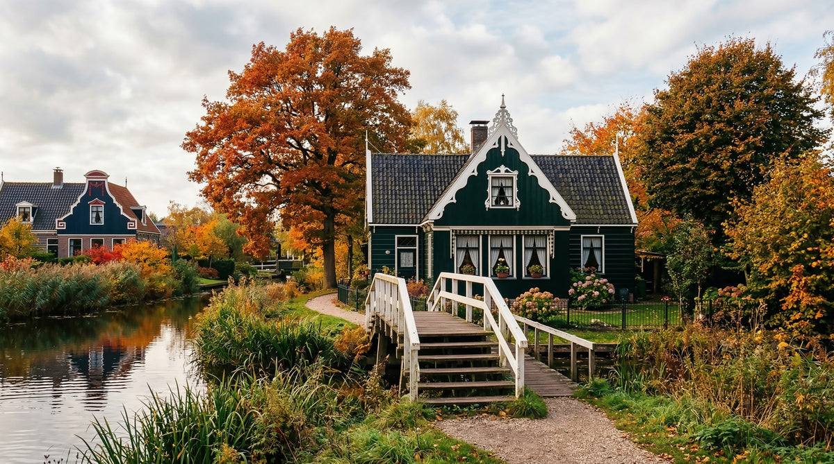 Dutch Autumn Canal Charm Wall Mural in your room — zoomed