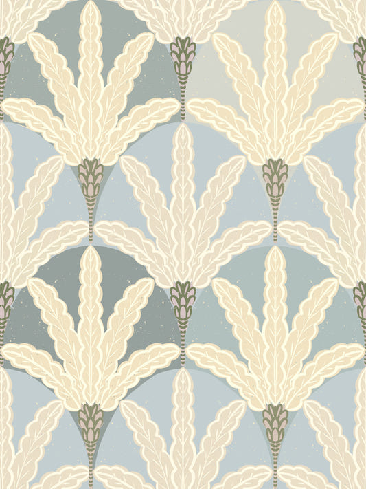 Serene Deco Foliage Wallpaper⁠