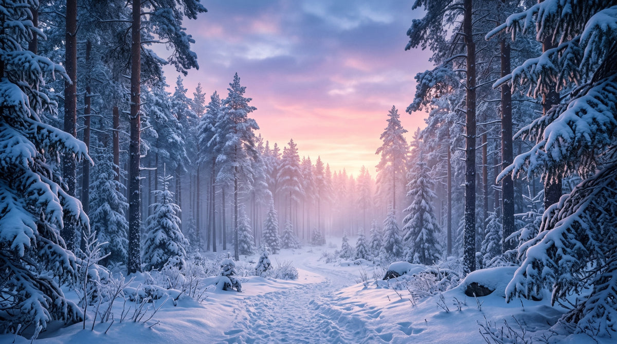 Snowy Path, Pastel Sky Wall Mural in your room