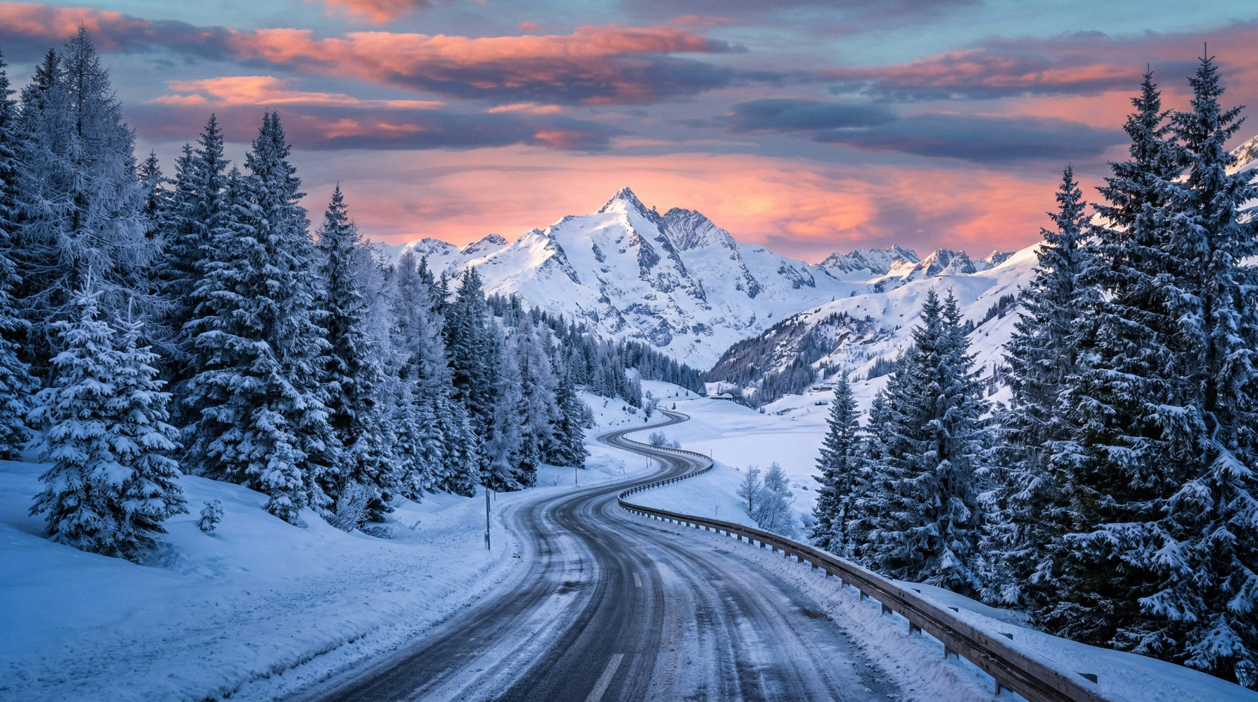 Alpine Road Sunset Dream Wall Mural