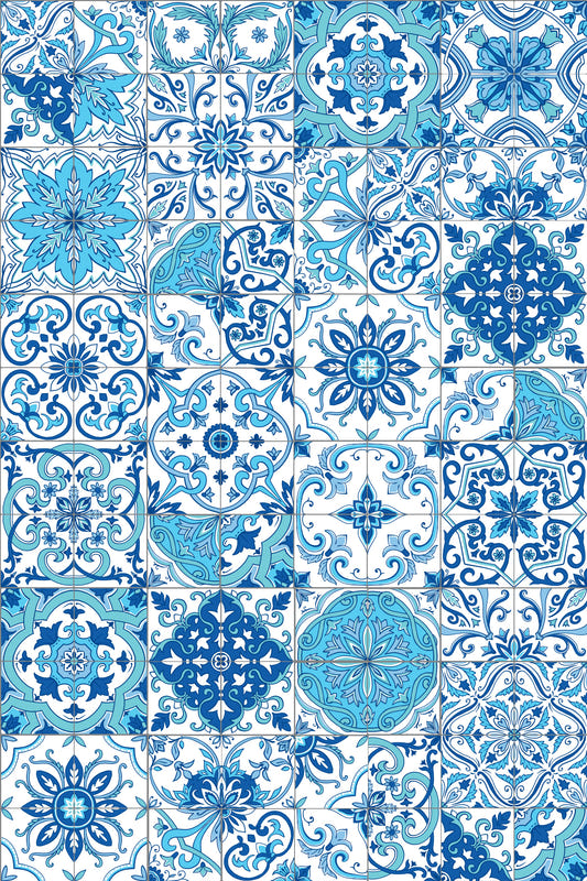 Mediterranean hues/ Azulejo tiles 2 Wallpaper⁠
