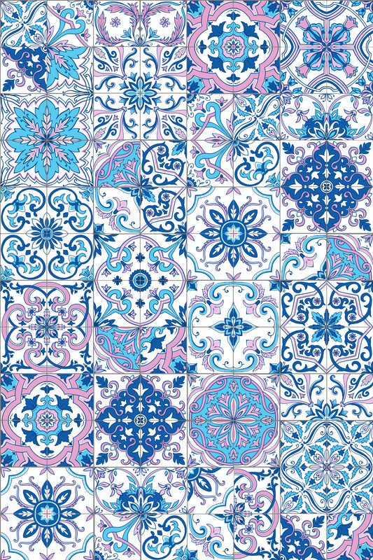 Mediterranean hues/ Azulejo tiles 3 Wallpaper⁠