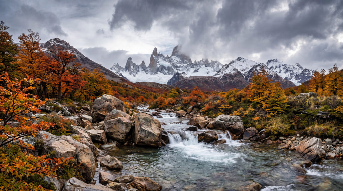 Alpine Autumn Cascade Wall Mural in your room — zoomed