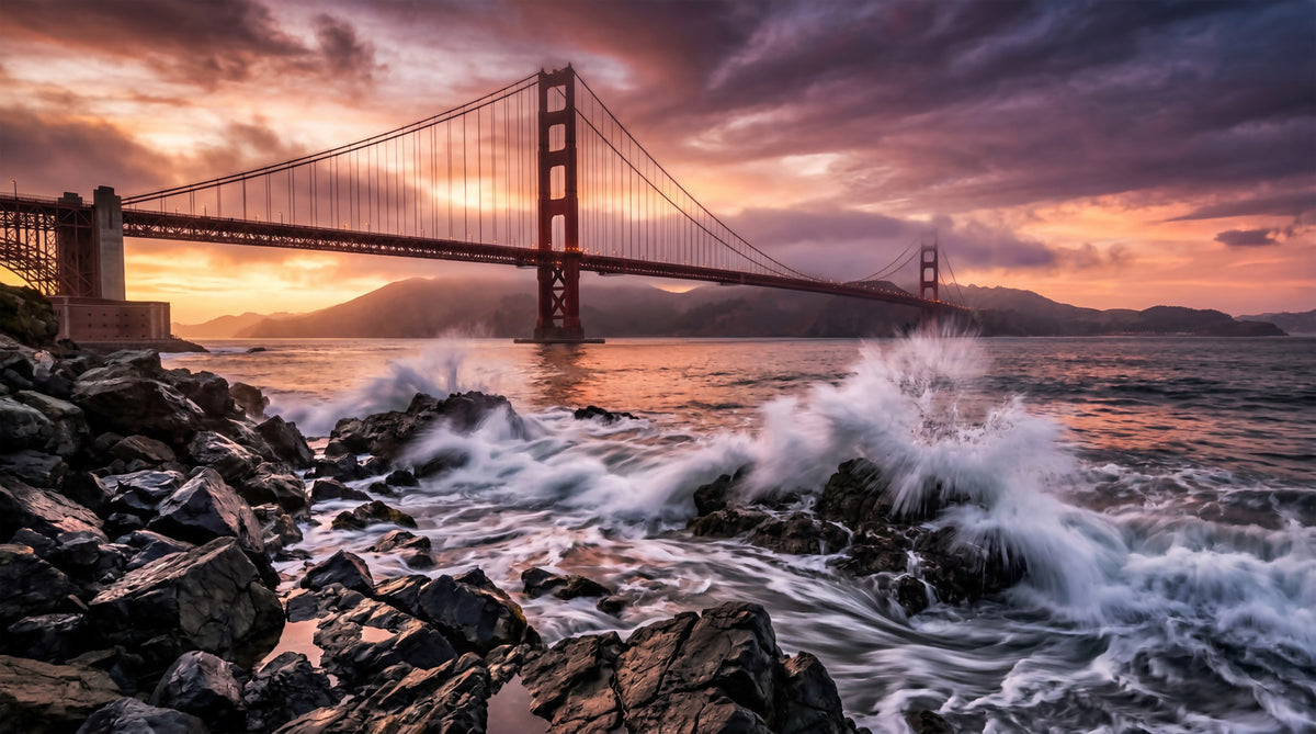 Golden Gate Sunset Serenade Wall Mural in your room