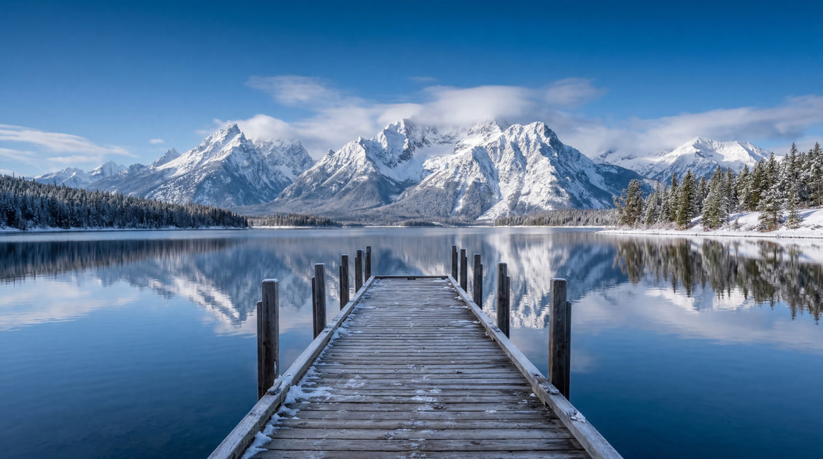 Winter Peaks Reflection Wall Mural in your room