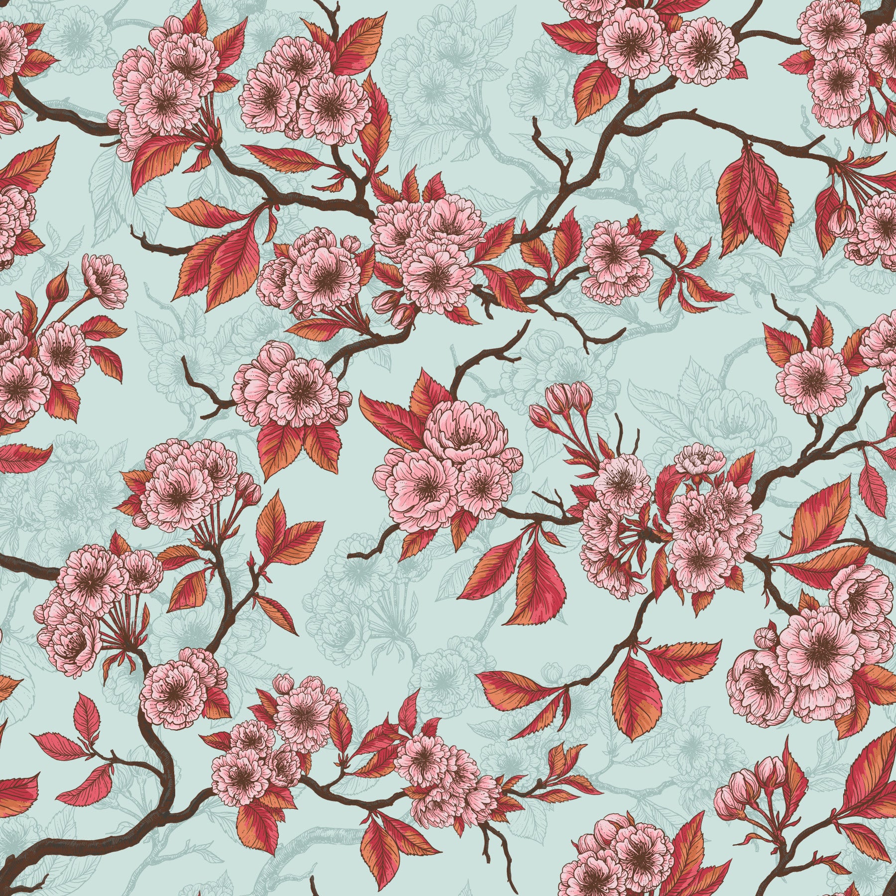 Cherry blossom on sea glass Wallpaper⁠