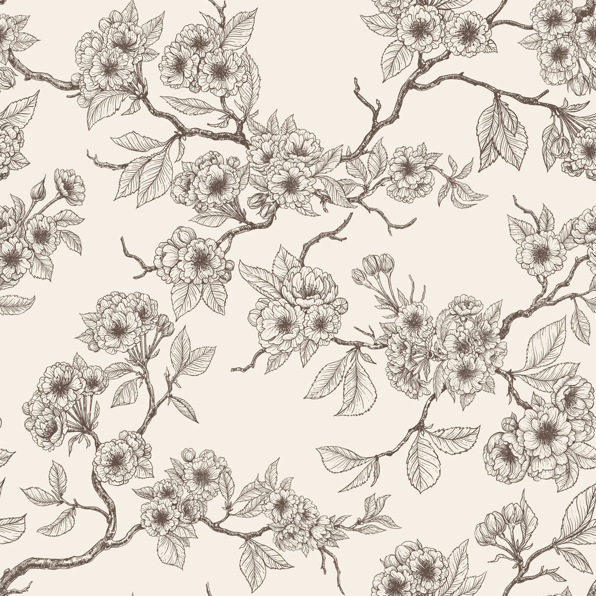 Chery blossom branches in blue and off white 2 Wallpaper⁠ in your room — zoomed
