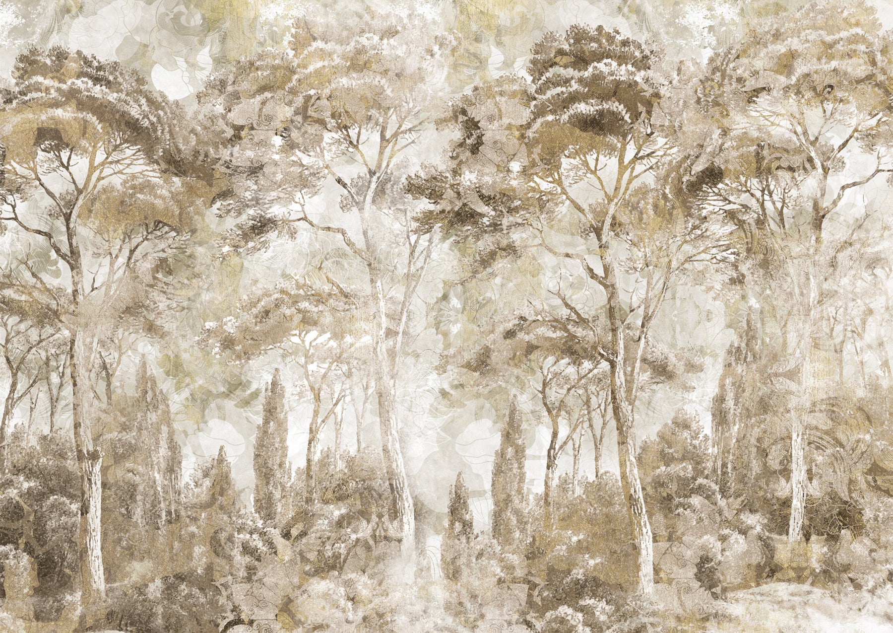 Antique Woodland Landscape Wall Mural