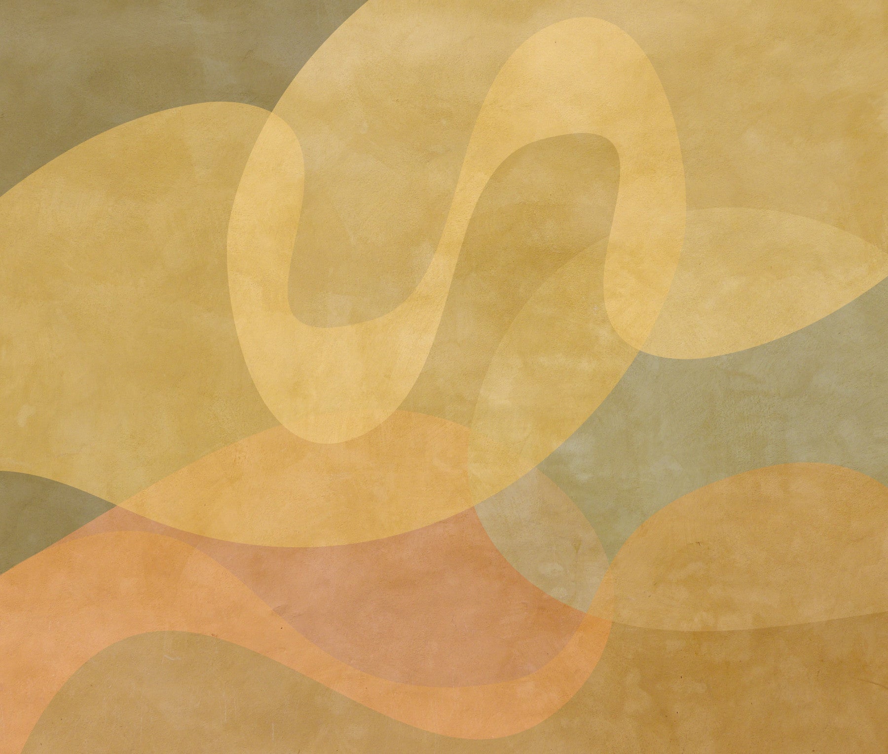 Golden Ochre Organic Flow Wall Mural