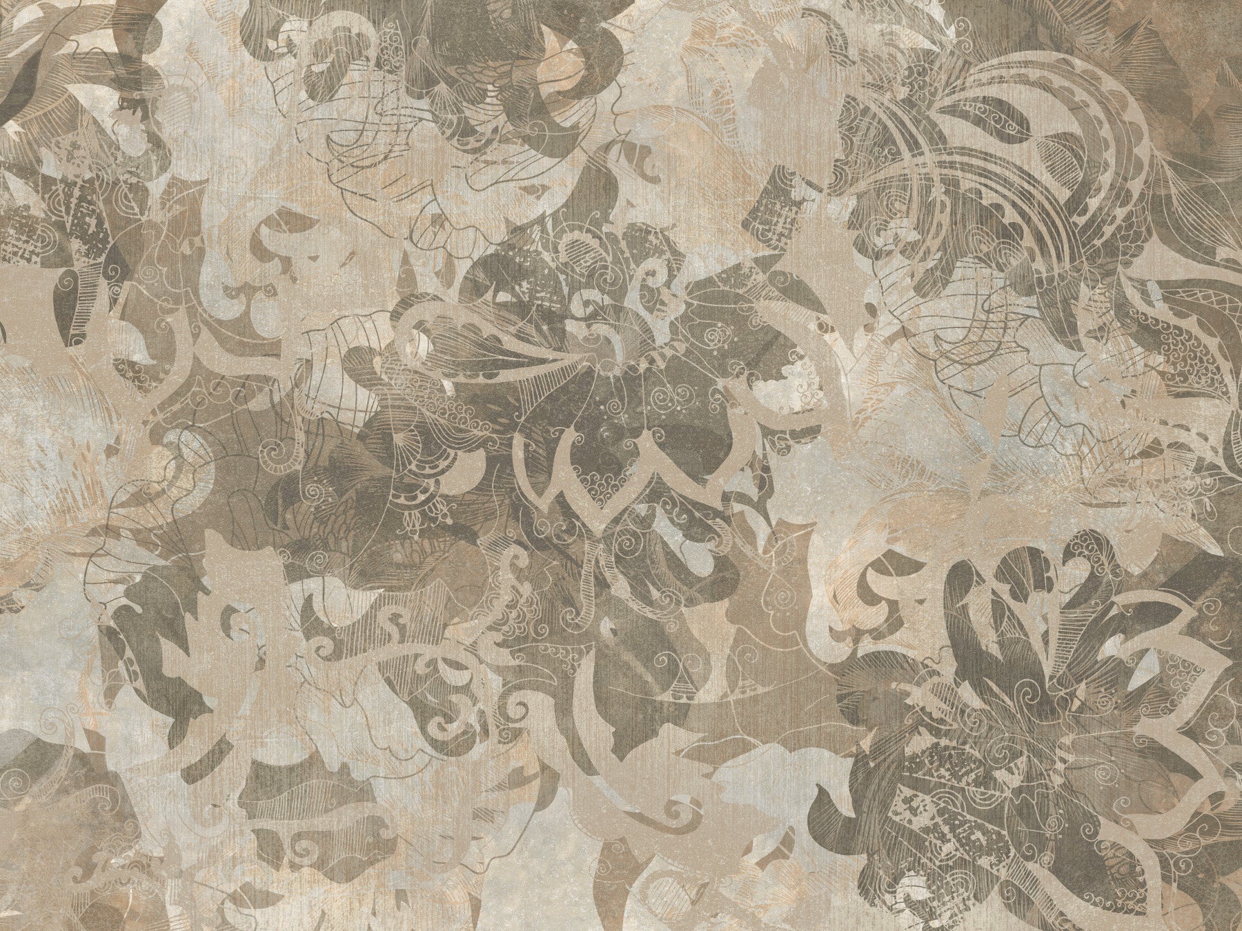 Organic Earth Tapestry wall mural with layered abstract neutral textures