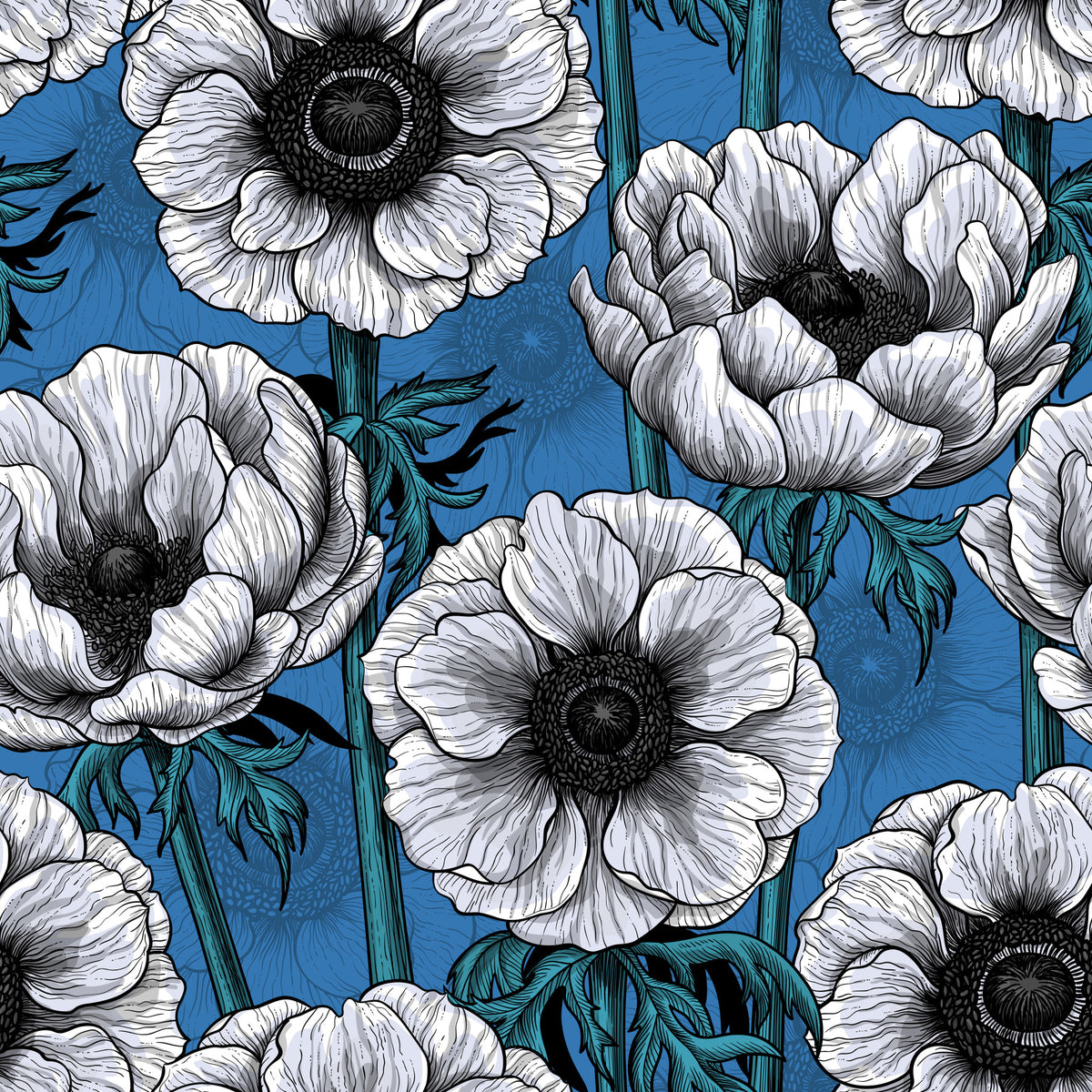 White anemone garden Wallpaper⁠ in your room — zoomed