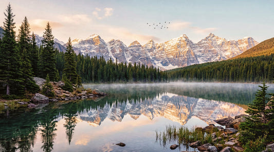 Alpine Dawn Reflection Wall Mural