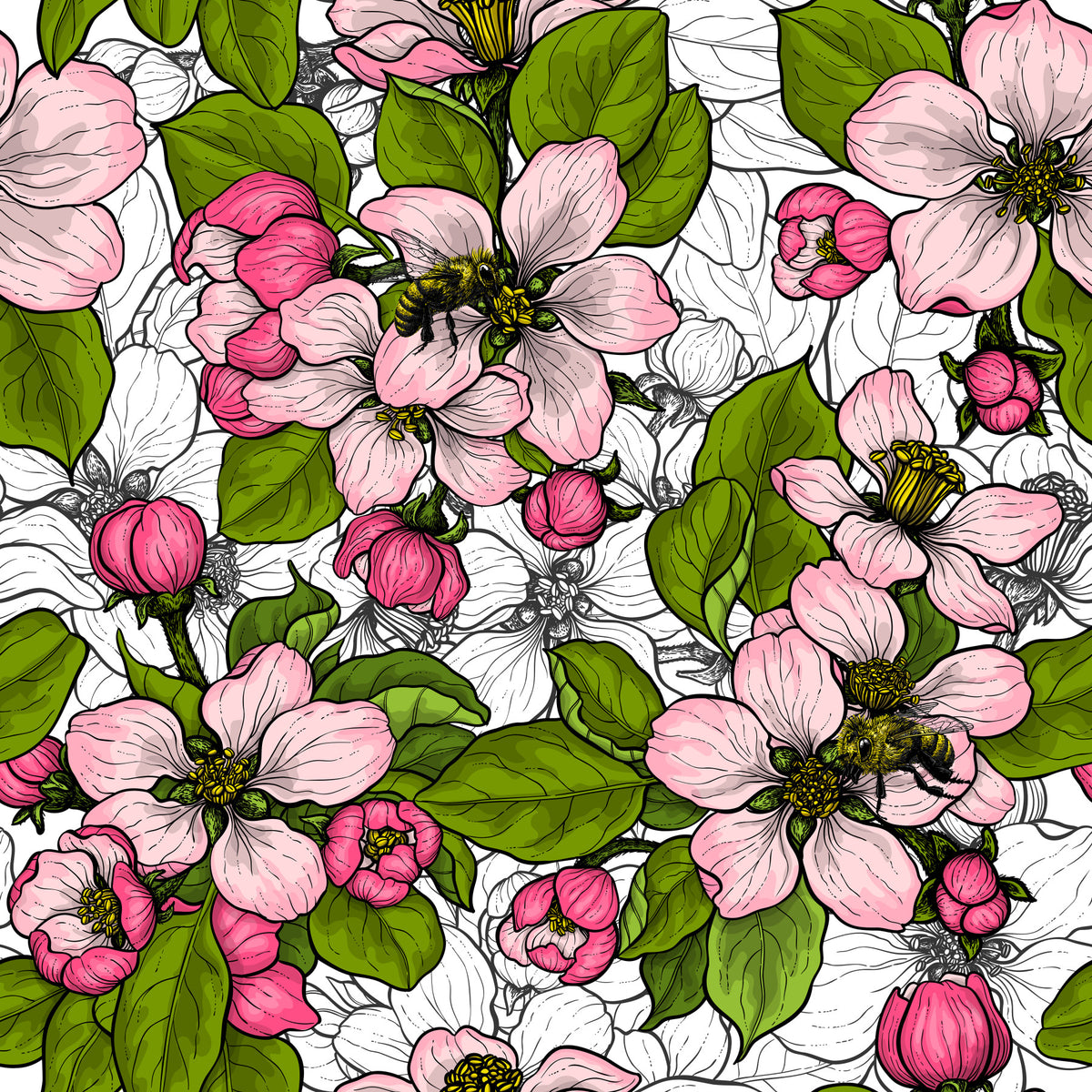 Apple blossom on white Wallpaper⁠ in your room