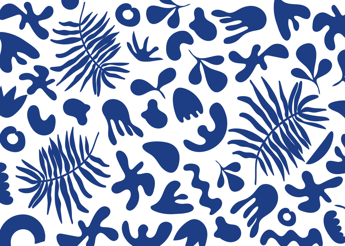 Blue Clipped Garden Wall Mural in your room — zoomed