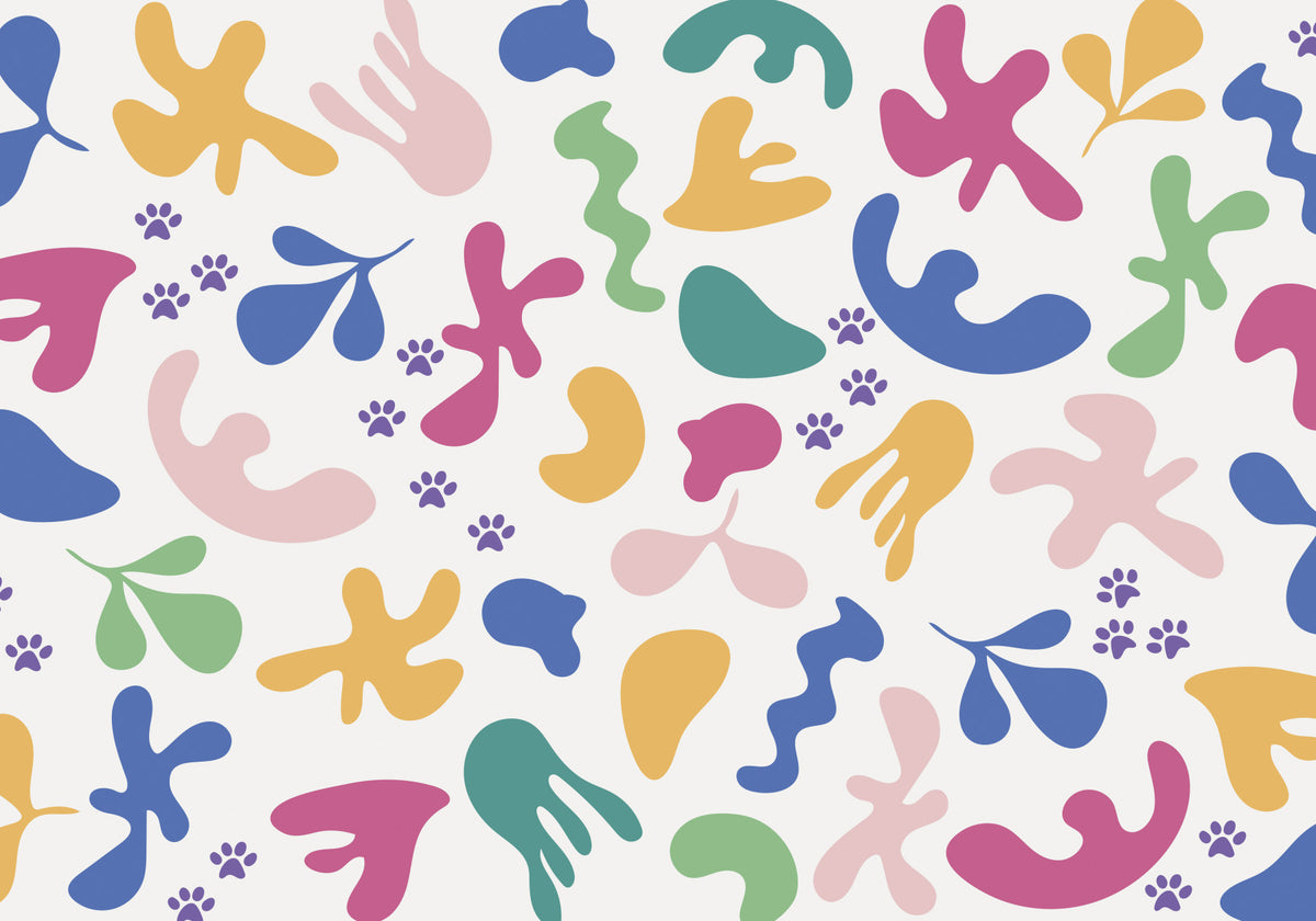 Whimsical Shapes, Happy Paws Wall Mural in your room — zoomed