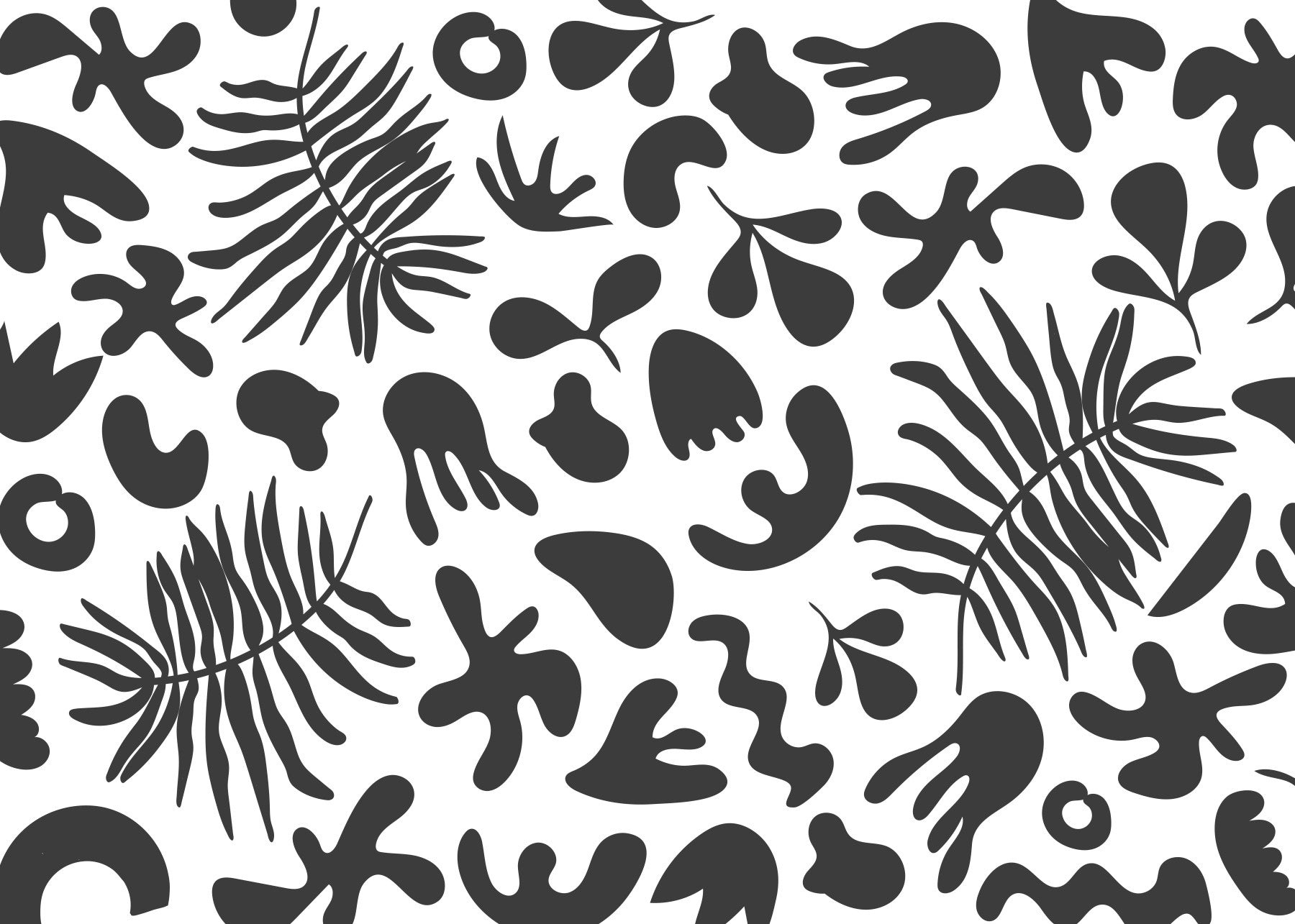 Living room wall with Abstract Organic Black and White wall mural