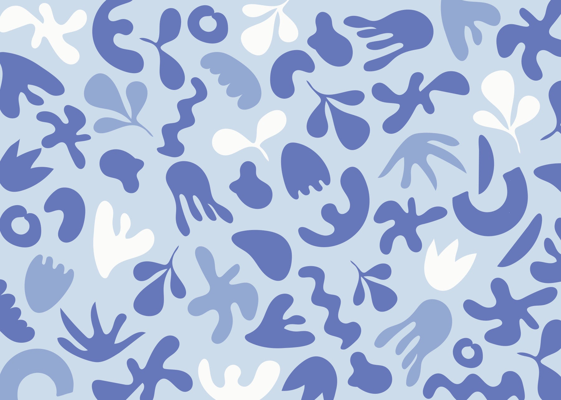 Soft blue Periwinkle wall mural with playful cutout-inspired pattern
