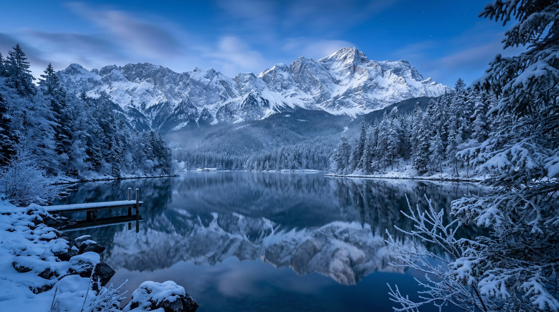 Alpine Winter Reflection Wall Mural