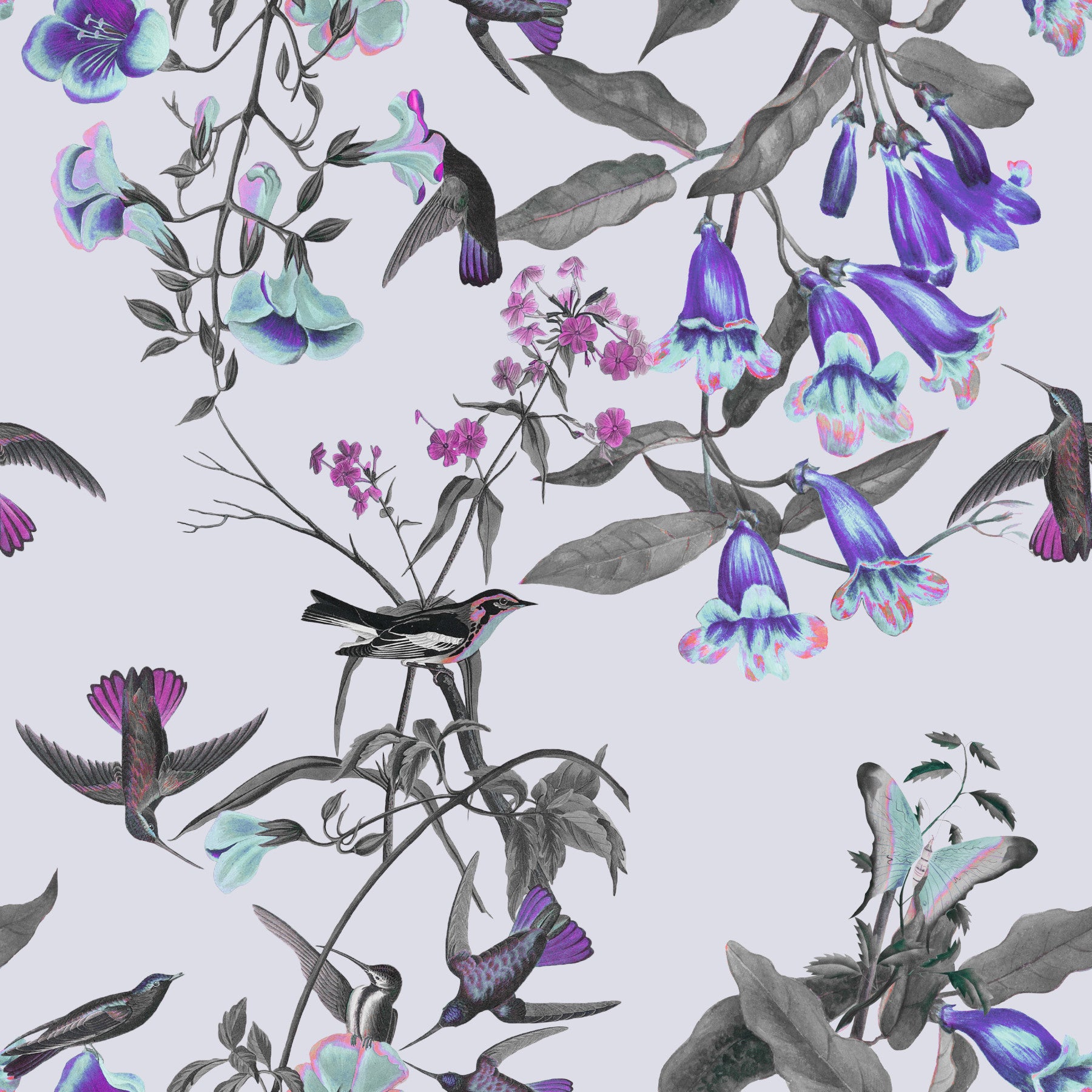 Aviary Twilight Bloom Wallpaper