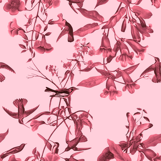 Magenta Botanical Flight Wallpaper