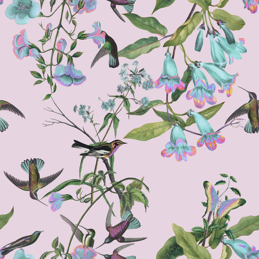 Enchanted Aviary Flowers Wallpaper