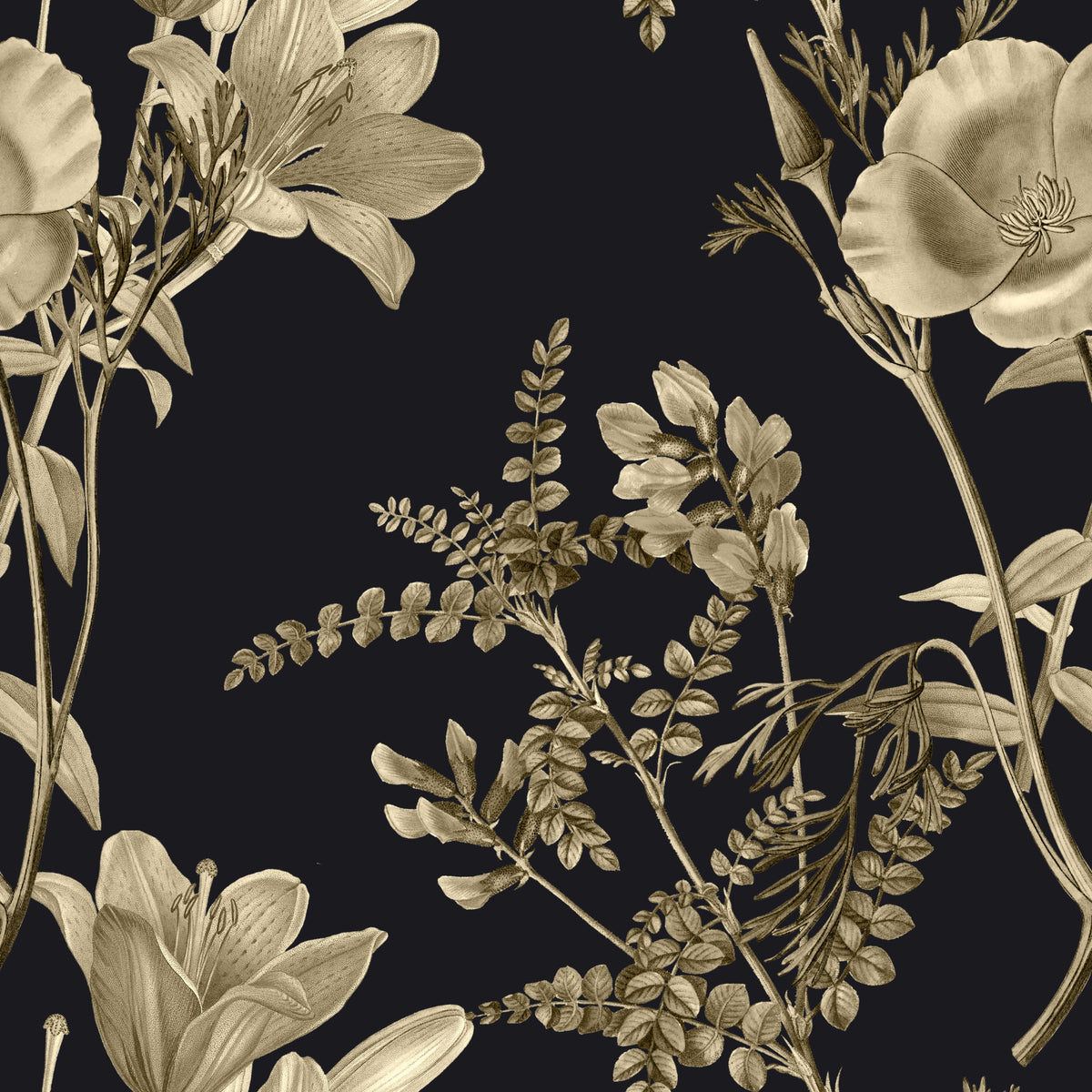 Drama botánico dorado Wallpaper⁠ in your room