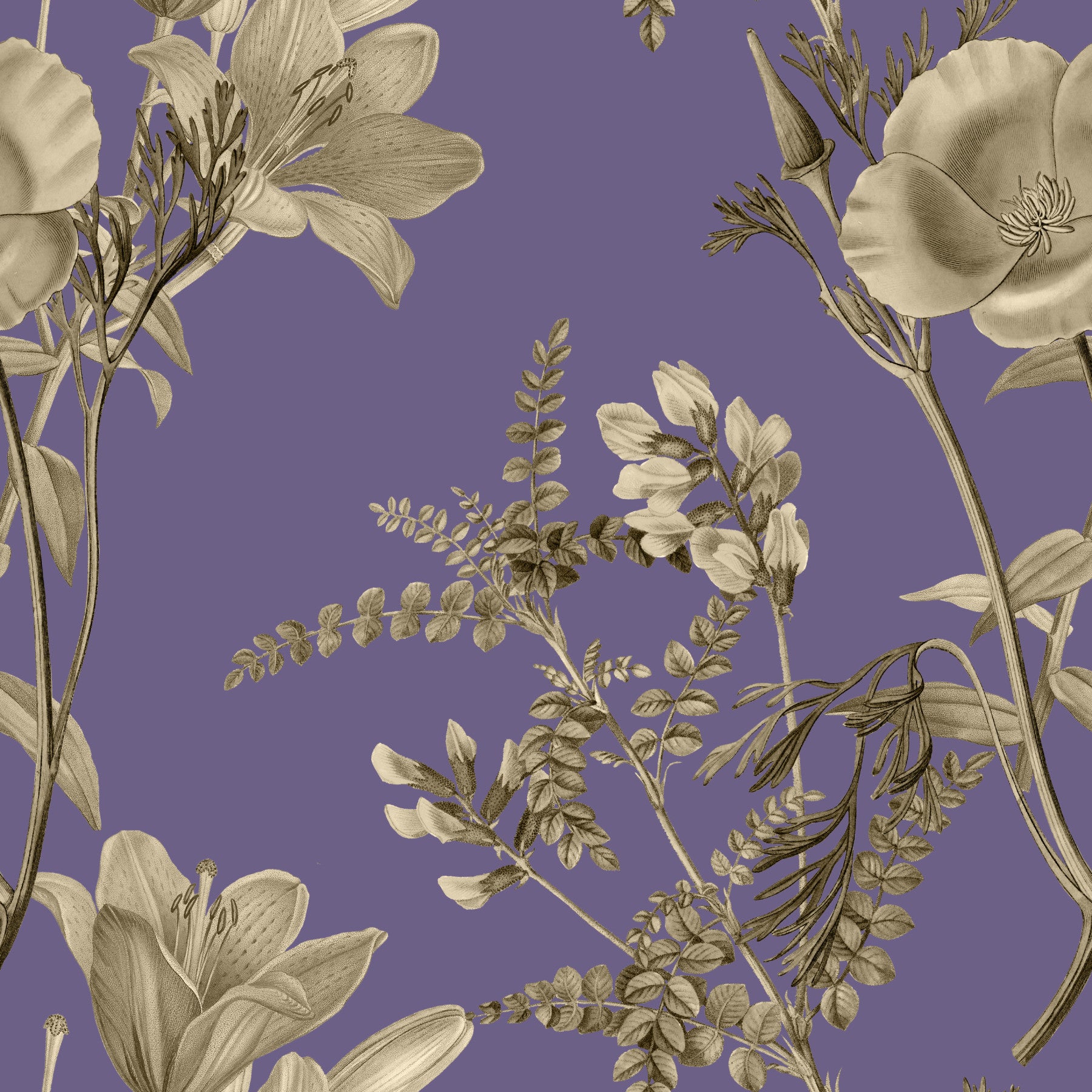 Ensueño floral vintage Wallpaper⁠ in your room — zoomed