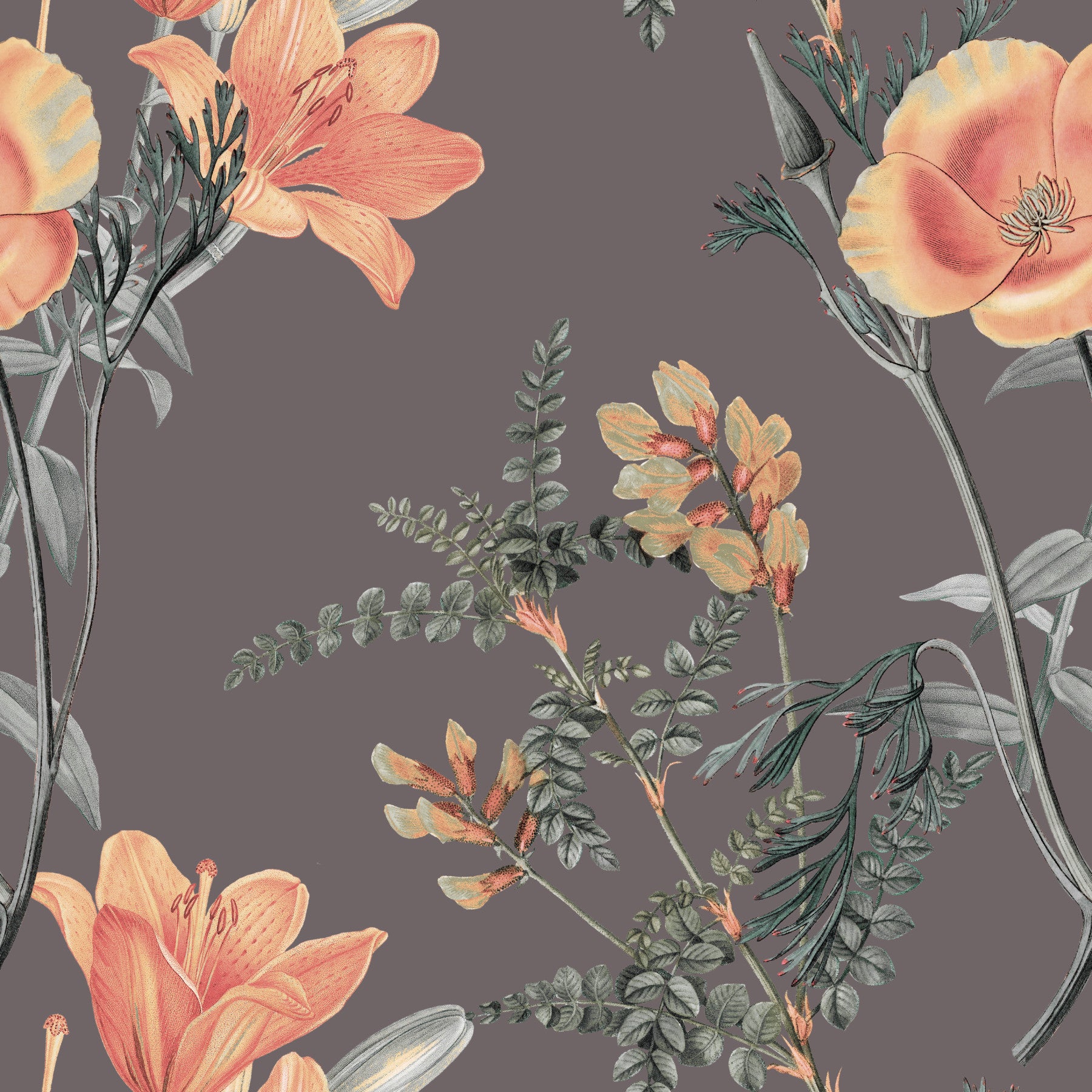 Elegancia botánica de melocotón y salvia Wallpaper⁠
