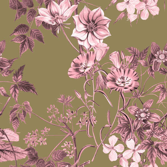 Heirloom Flowers: Rose and Olive Wallpaper