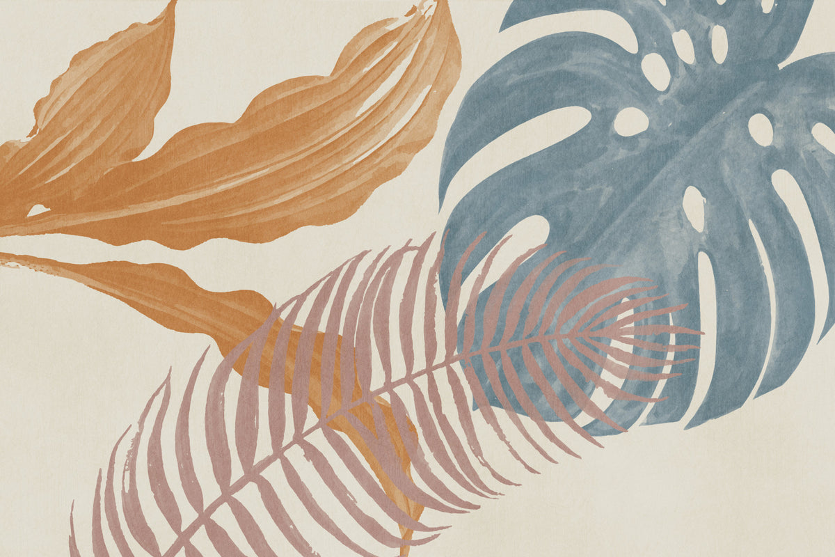 Tropical Leaves Muted Wall Mural in your room