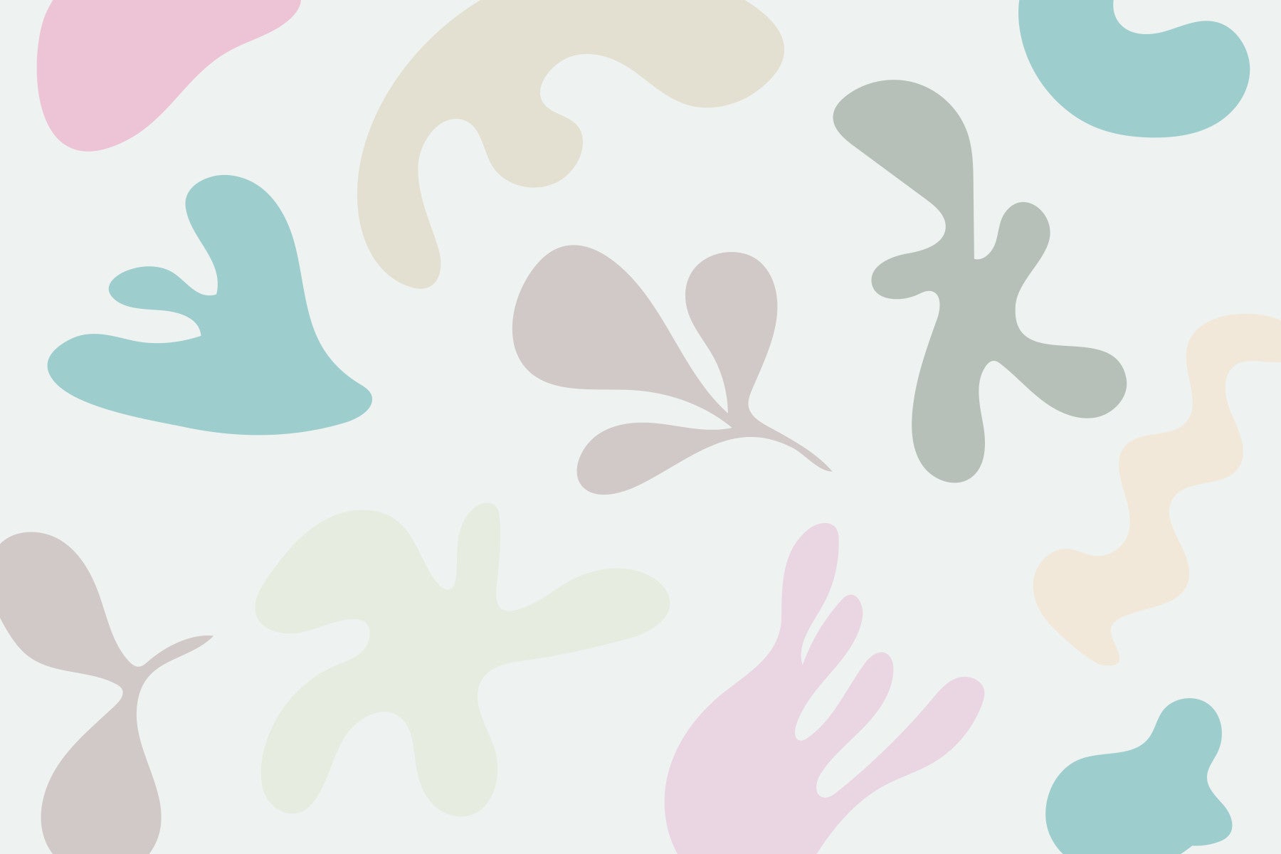 Kids room Soft Organic Shapes wall mural pastel abstract