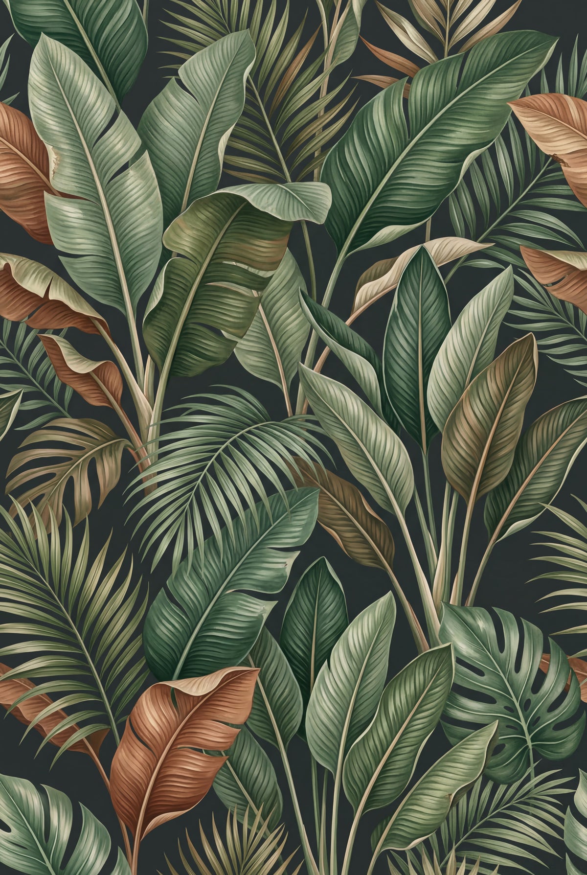 Tropical Foliage Mystique Wall Mural in your room — zoomed