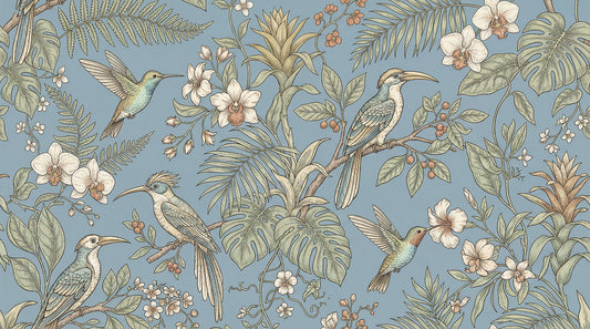 Exotic Serenity: Botanical Aviary Wall Mural