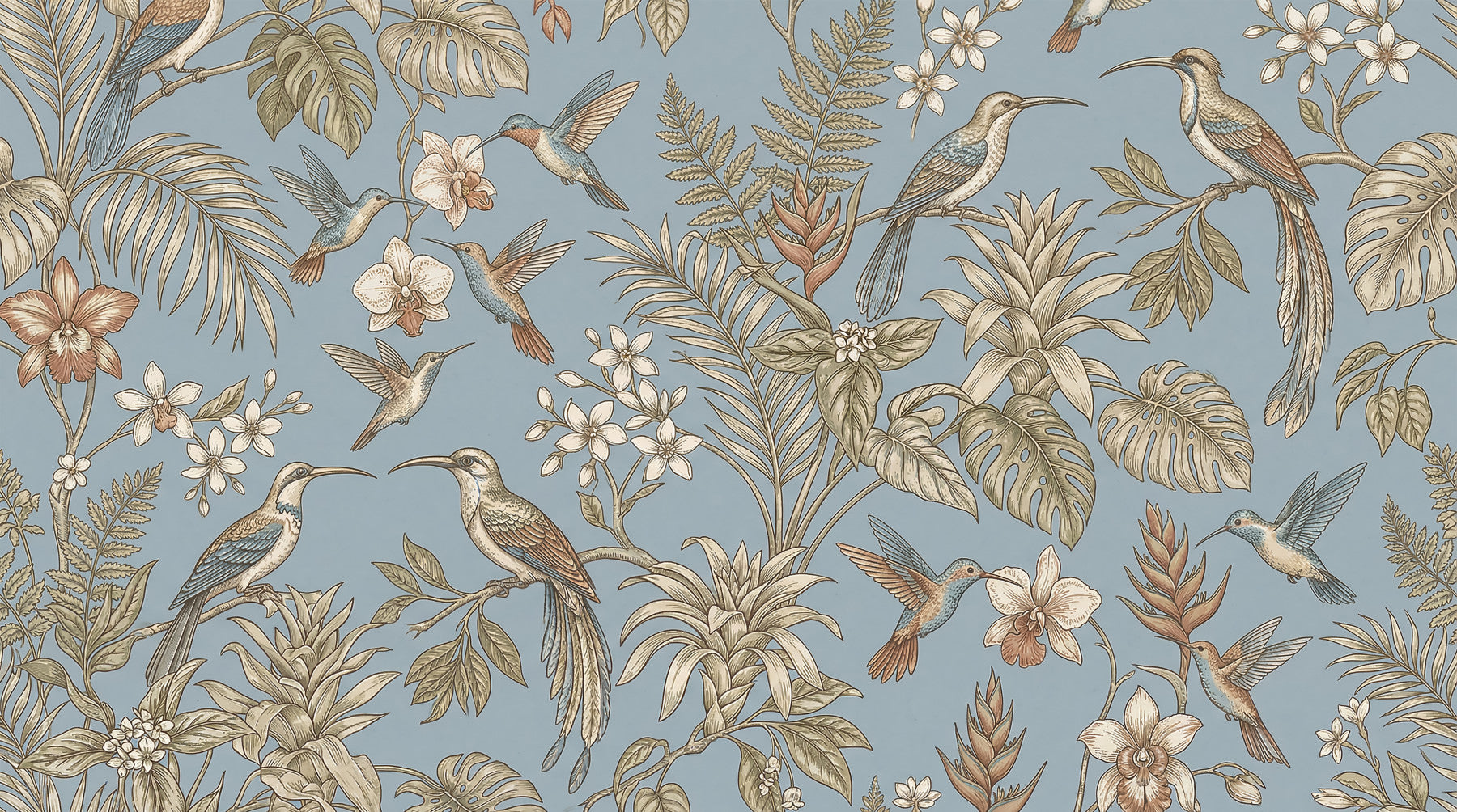 Tropical Bloom & Flight Wall Mural