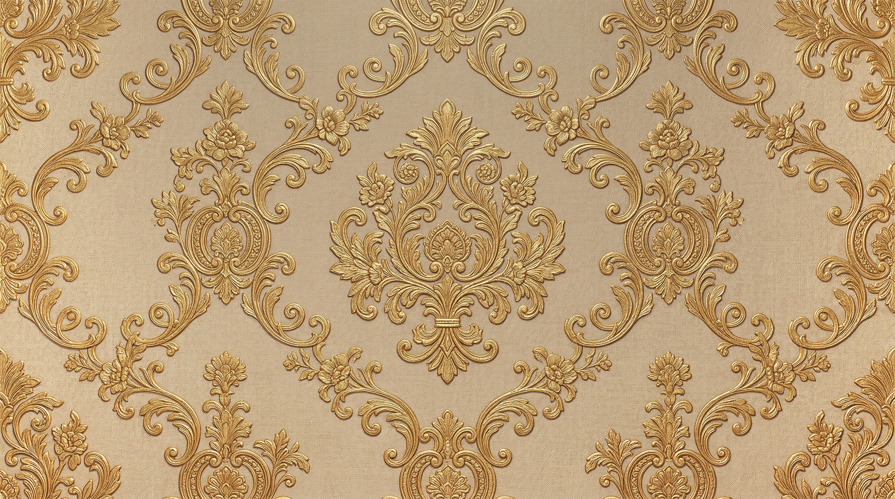 Living room wall featuring floral elegance mural with damask scroll detail