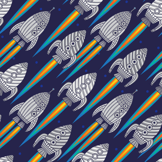 Blast Off! Outerspace Rockets Kids Spaceships Wallpaper⁠