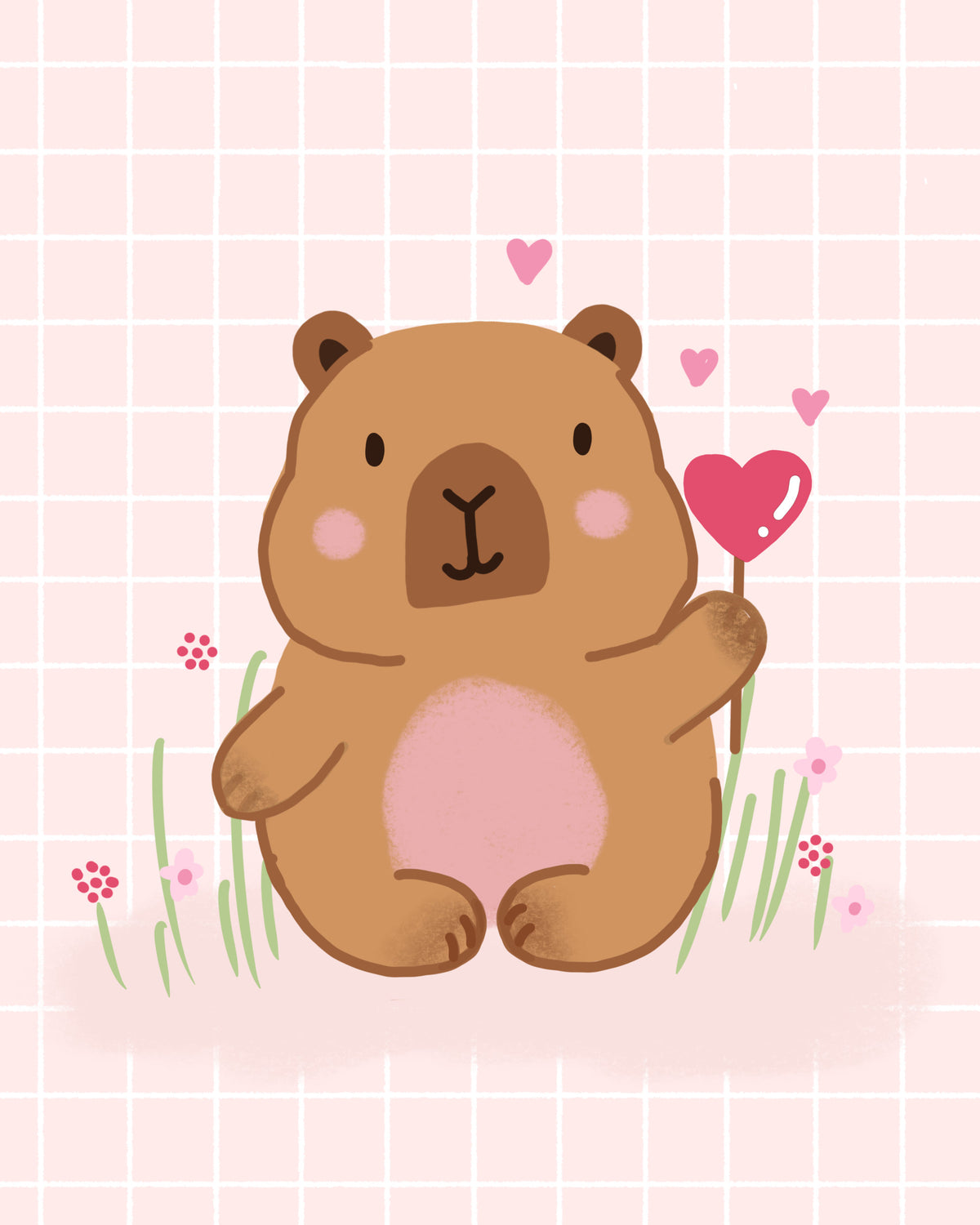 Capybara in Love Wall Mural in your room — zoomed