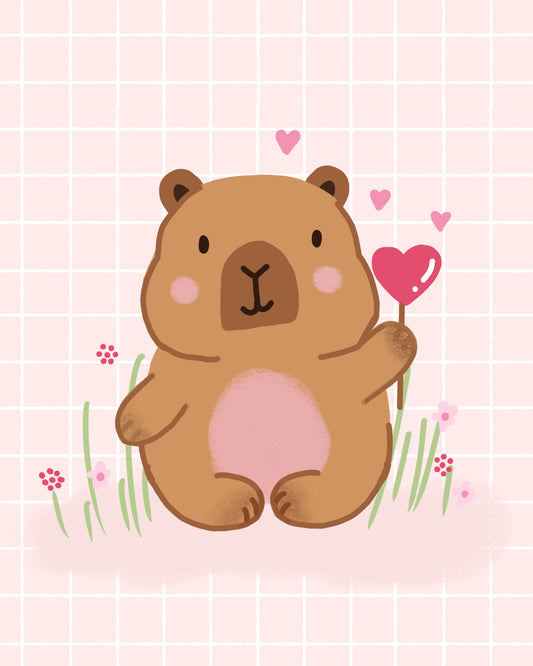 Capybara in Love Wall Mural